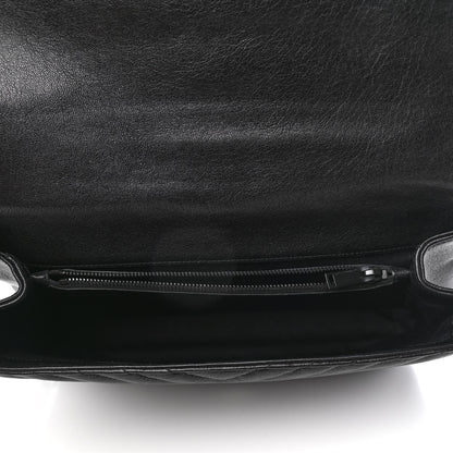 Saint Laurent Sheepskin Matelasse Chevron Monogram Monochrome Large College Satchel Black 8 of 18