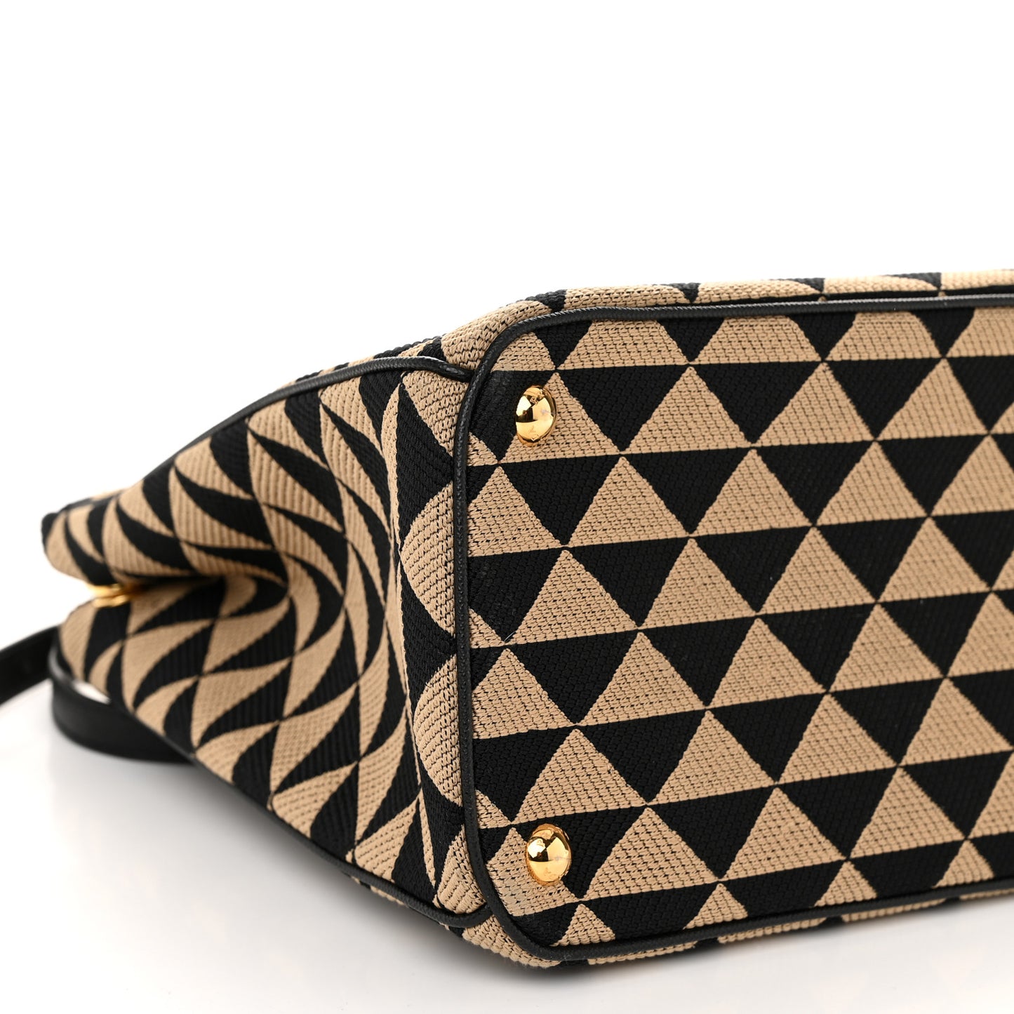 Jacquard Saffiano Triangolo Symbole Embroidered Large Double Zip Tote Black Corda