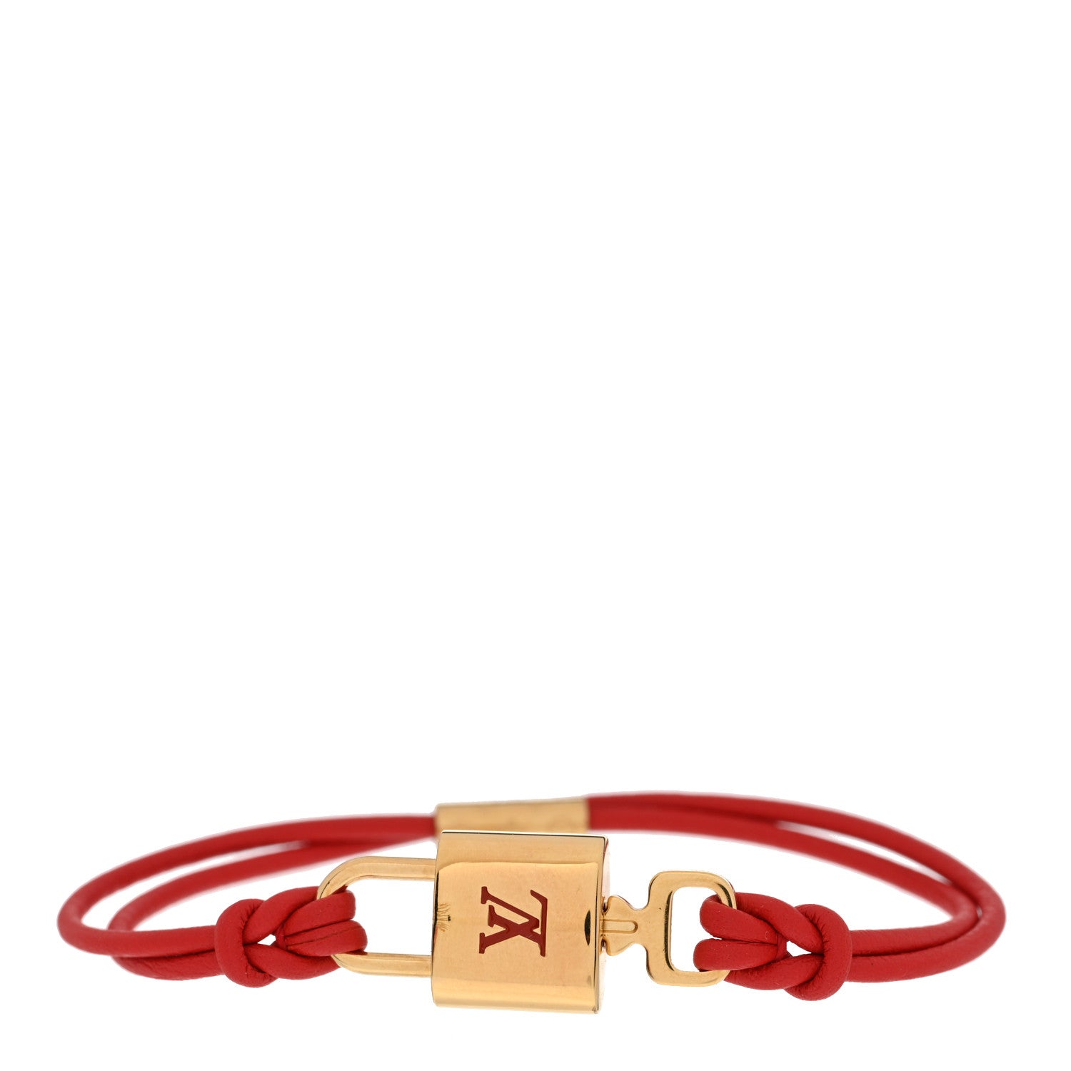 Louis Vuitton Leather Padlock Bracelet Red 1 of 6