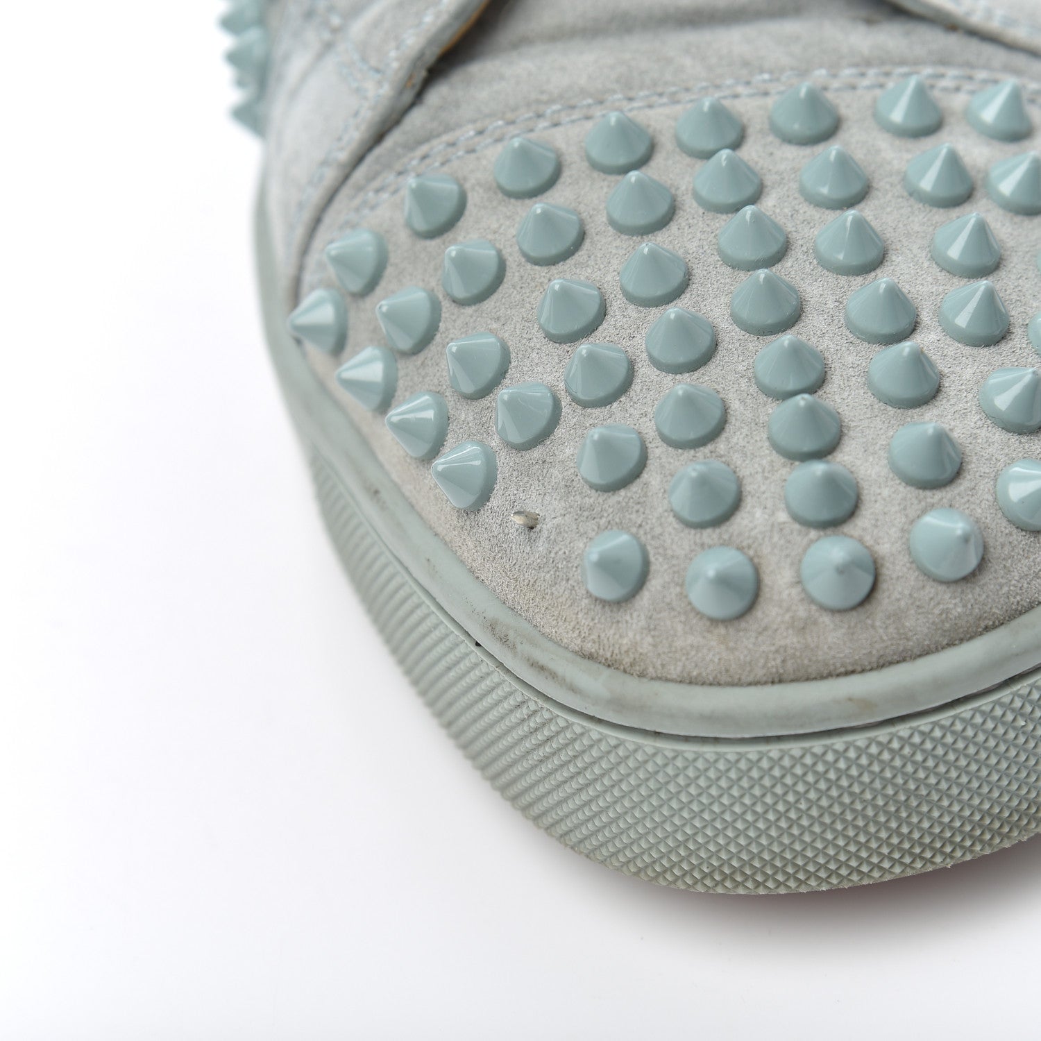 Christian Louboutin Veau Velours Mens Louis Orlato Flat Spikes Sneakers 42 Light Green 8 of 23