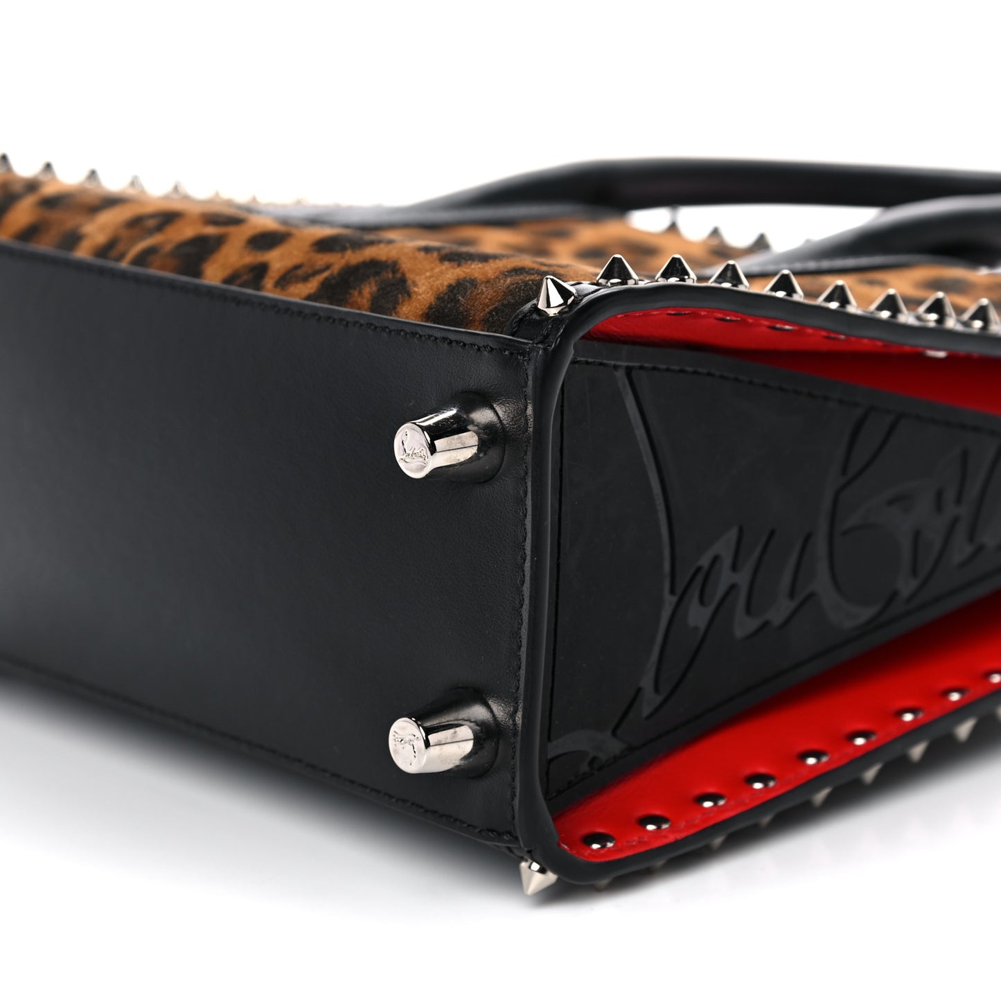 Calfskin Suede Spikes Leopard Print Mini Paloma Multicolor