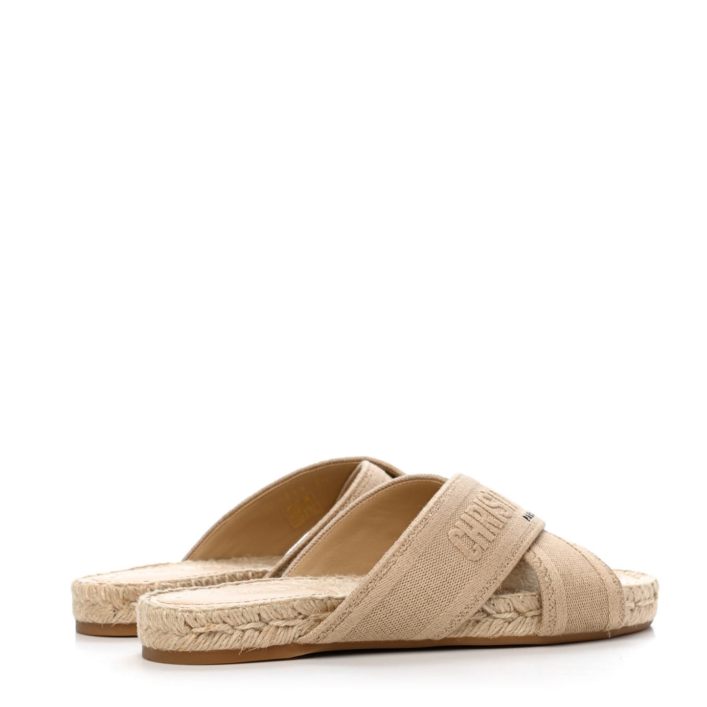 Canvas Embroidered Granville Espadrille Crisscross Flat Slide Sandals 36 Creame