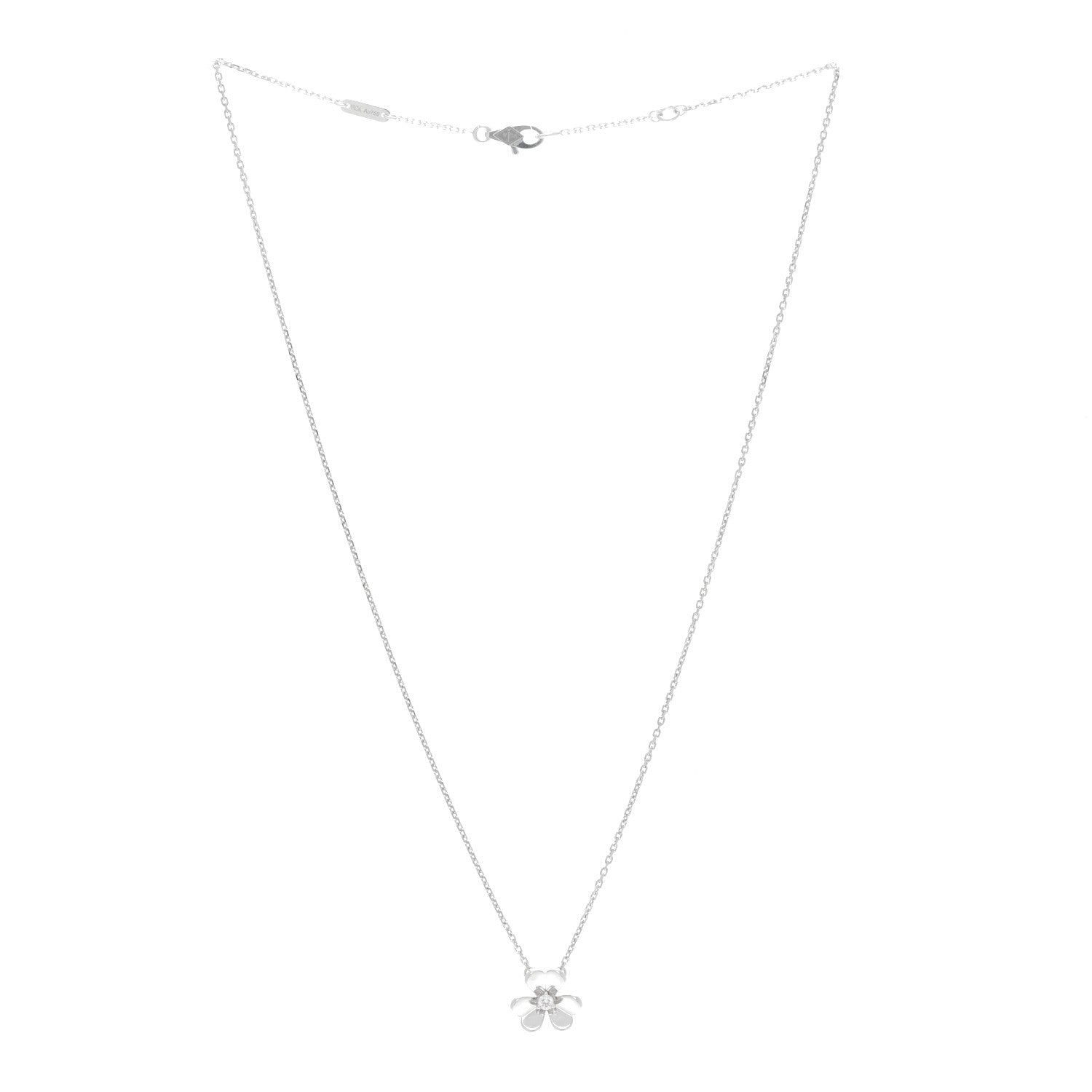 Van Cleef & Arpels 18K White Gold Diamond Mini Frivole Pendant Necklace 3 of 6