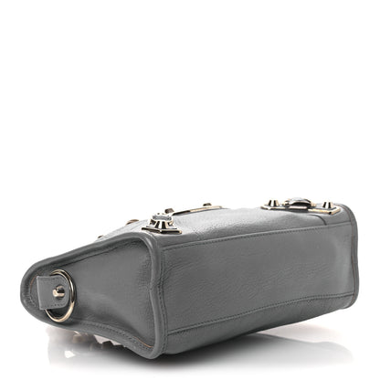 Balenciaga Chevre Silver Metallic Edge Hardware Mini City Bleu Acier 4 of 14