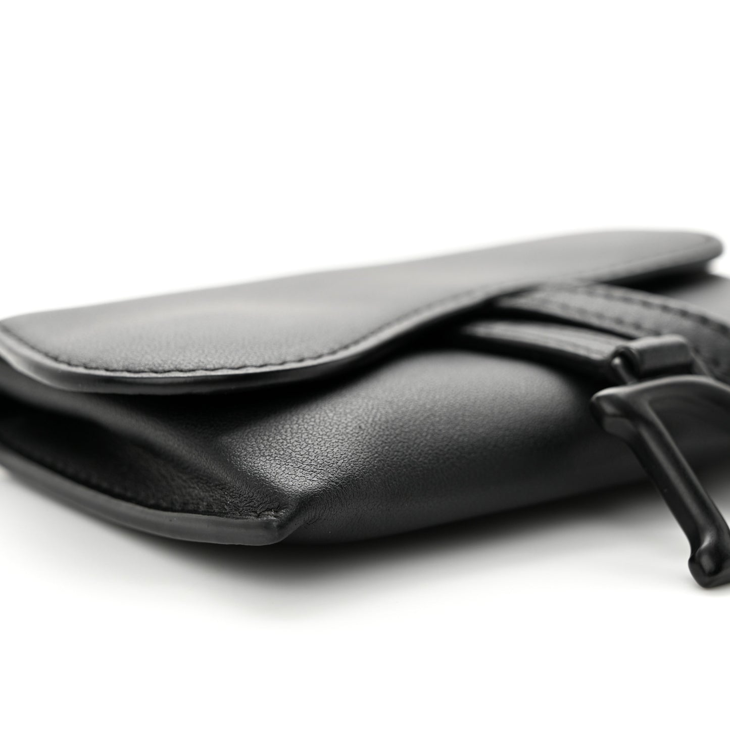 Ultra Matte Calfskin Nano Saddle Chain Pouch Black