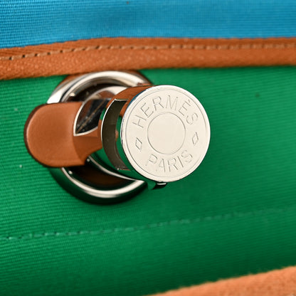 Hermes Toile Officier Vache Hunter Verso Herbag Zip Retourne PM 31 Bleu Azteque Menthe 9 of 15