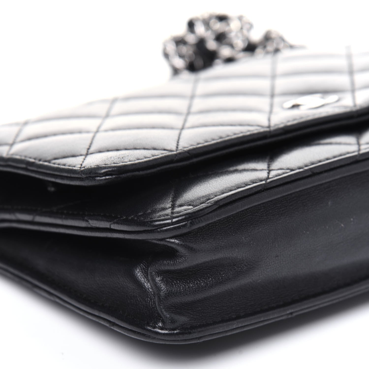 Chanel Lambskin Quilted Wallet On Chain WOC Black 12 of 19