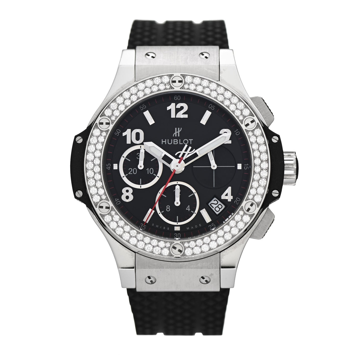 Stainless Steel Rubber Diamond Pave Bezel 41mm Big Bang Automatic Watch Black 341.SX.130.RX.114