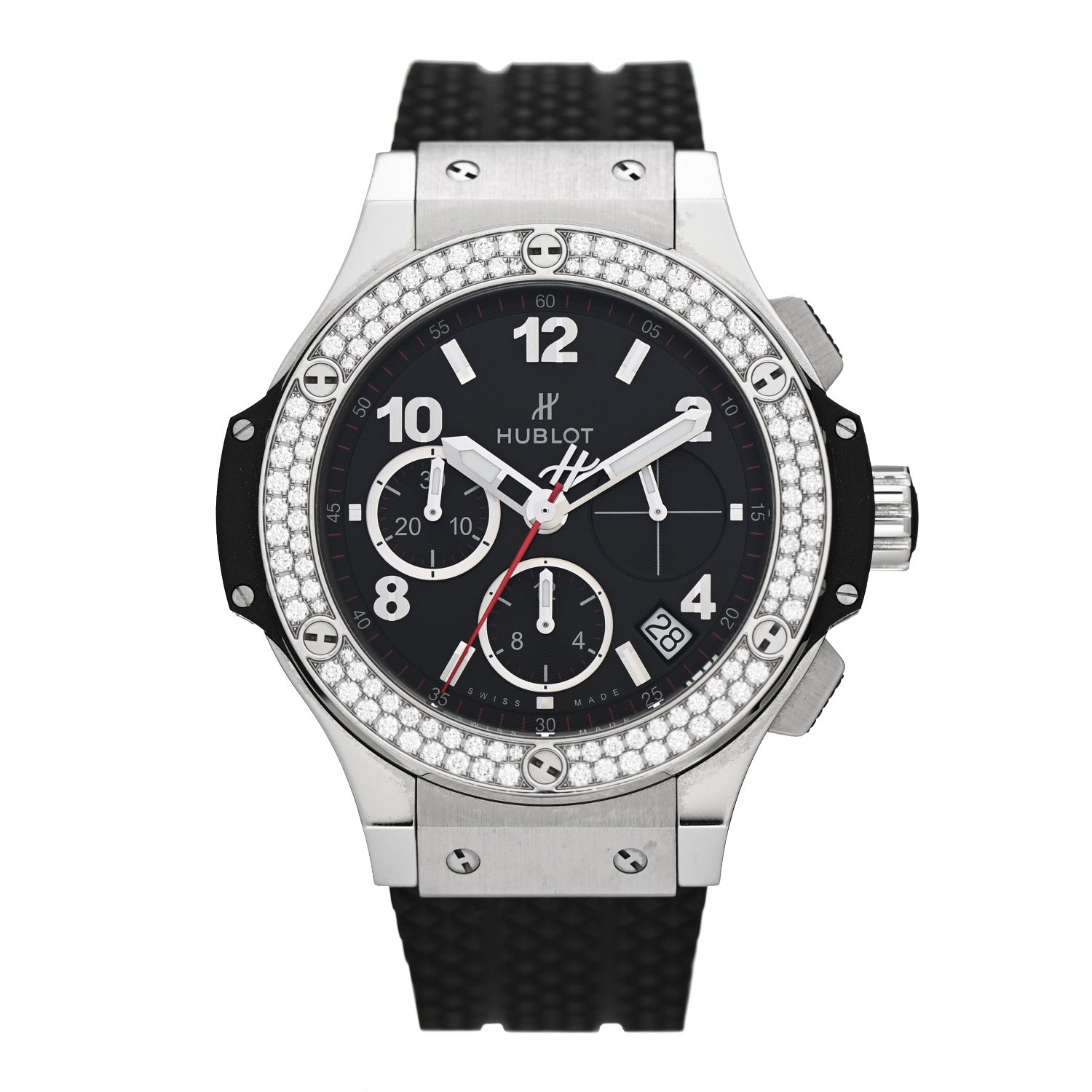 Hublot Stainless Steel Rubber Diamond Pave Bezel 41mm Big Bang Automatic Watch Black 341.SX.130.RX.114 1 of 5