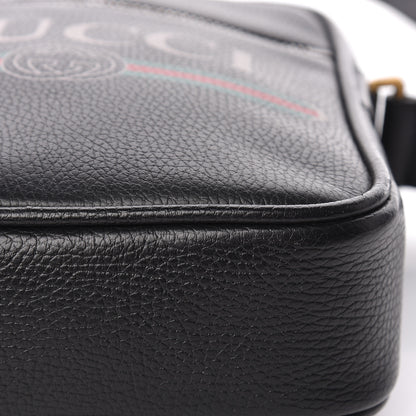 Gucci Grained Calfskin Logo Messenger Bag Black 7 of 12