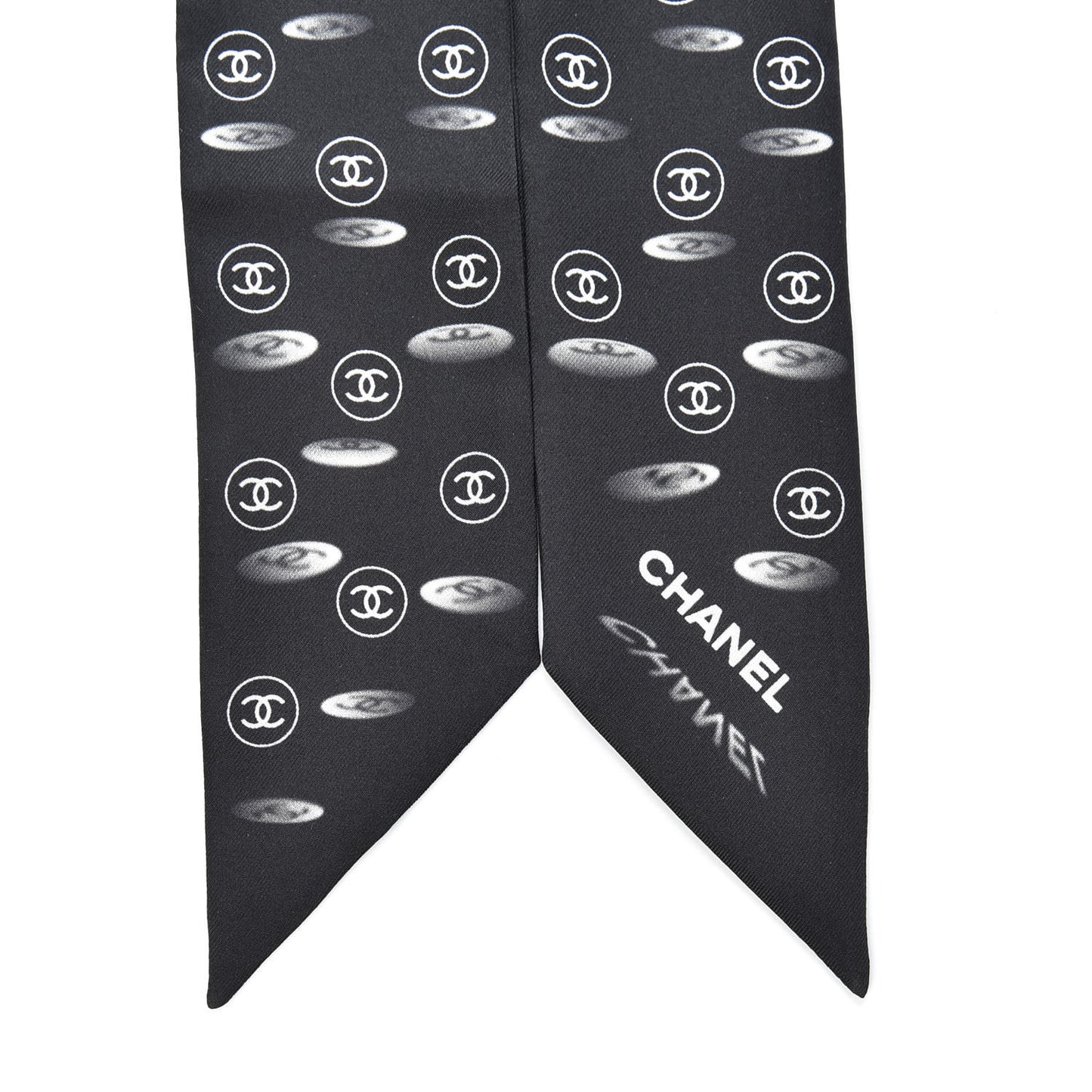 Silk CC Slim Bandeau Scarf Black