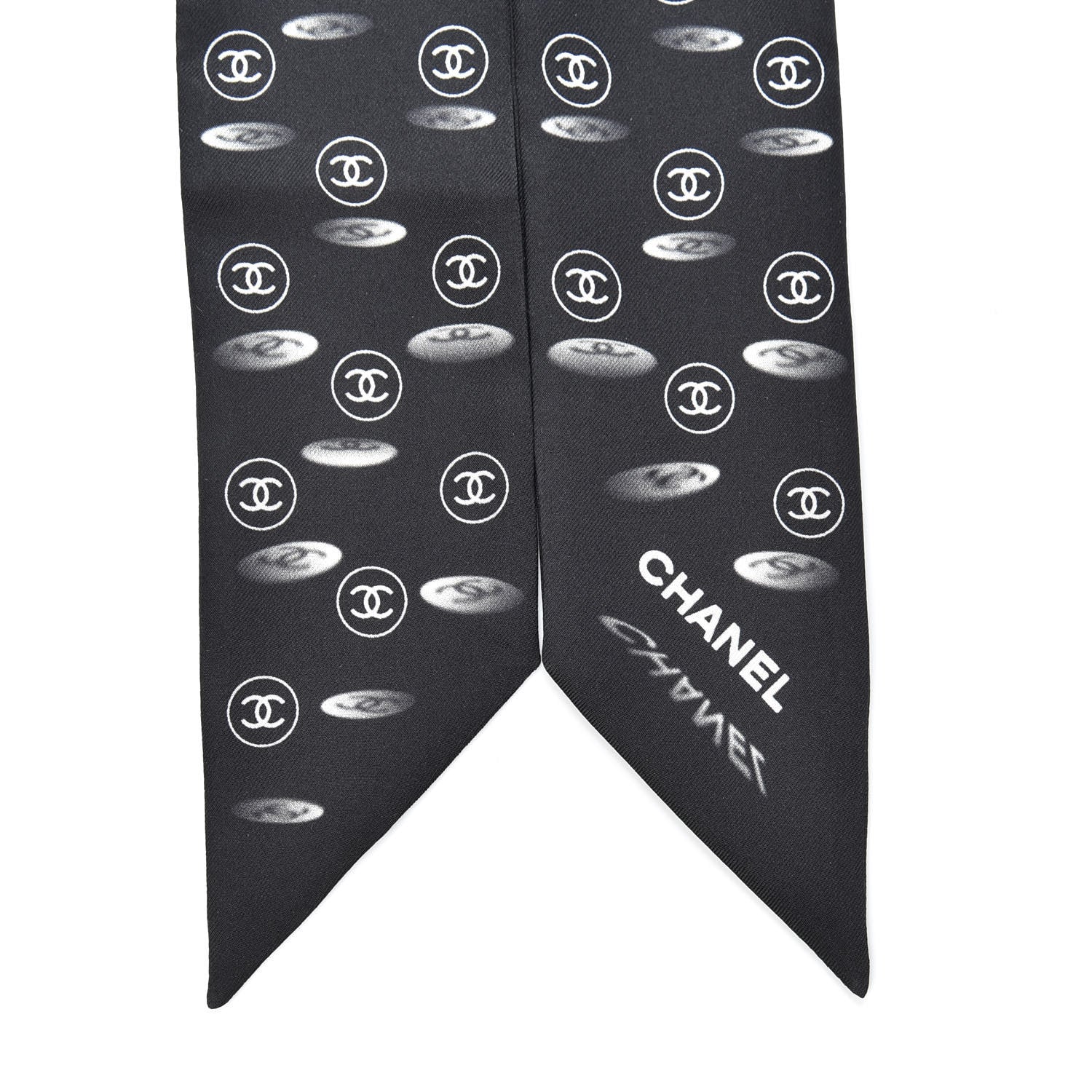 Chanel Silk CC Slim Bandeau Scarf Black 2 of 3