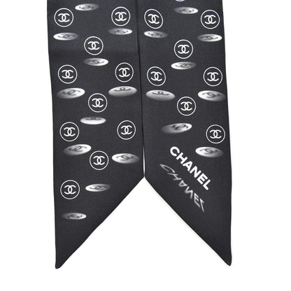 Chanel Silk CC Slim Bandeau Scarf Black 2 of 3