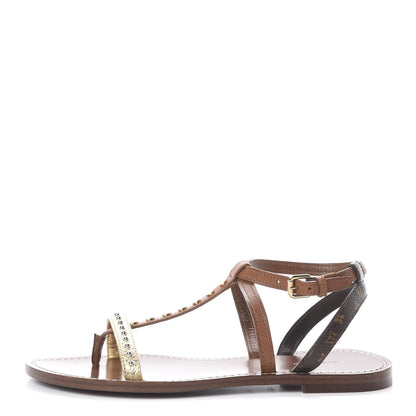 Louis Vuitton Monogram Wayside Flat Sandals 37.5 Gold 1 of 7