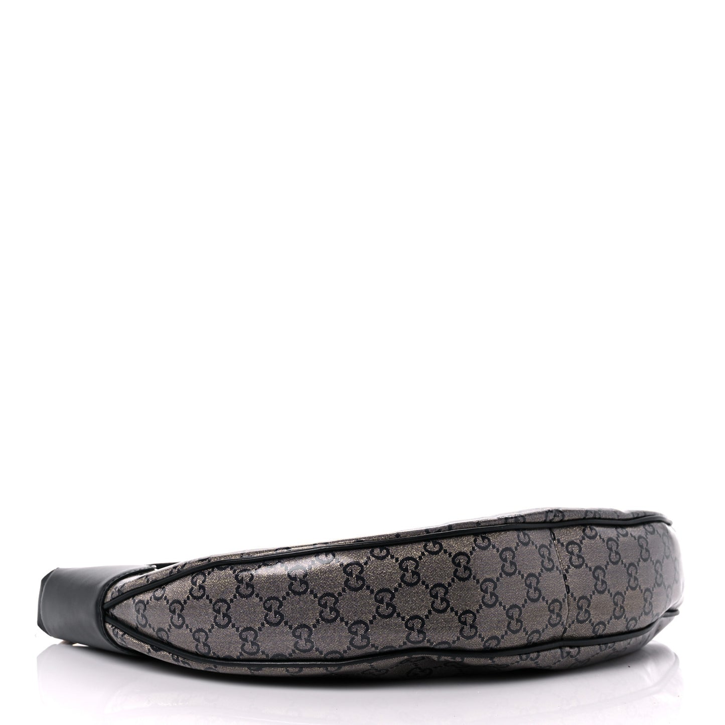 Crystal Monogram Half Moon Hobo Black
