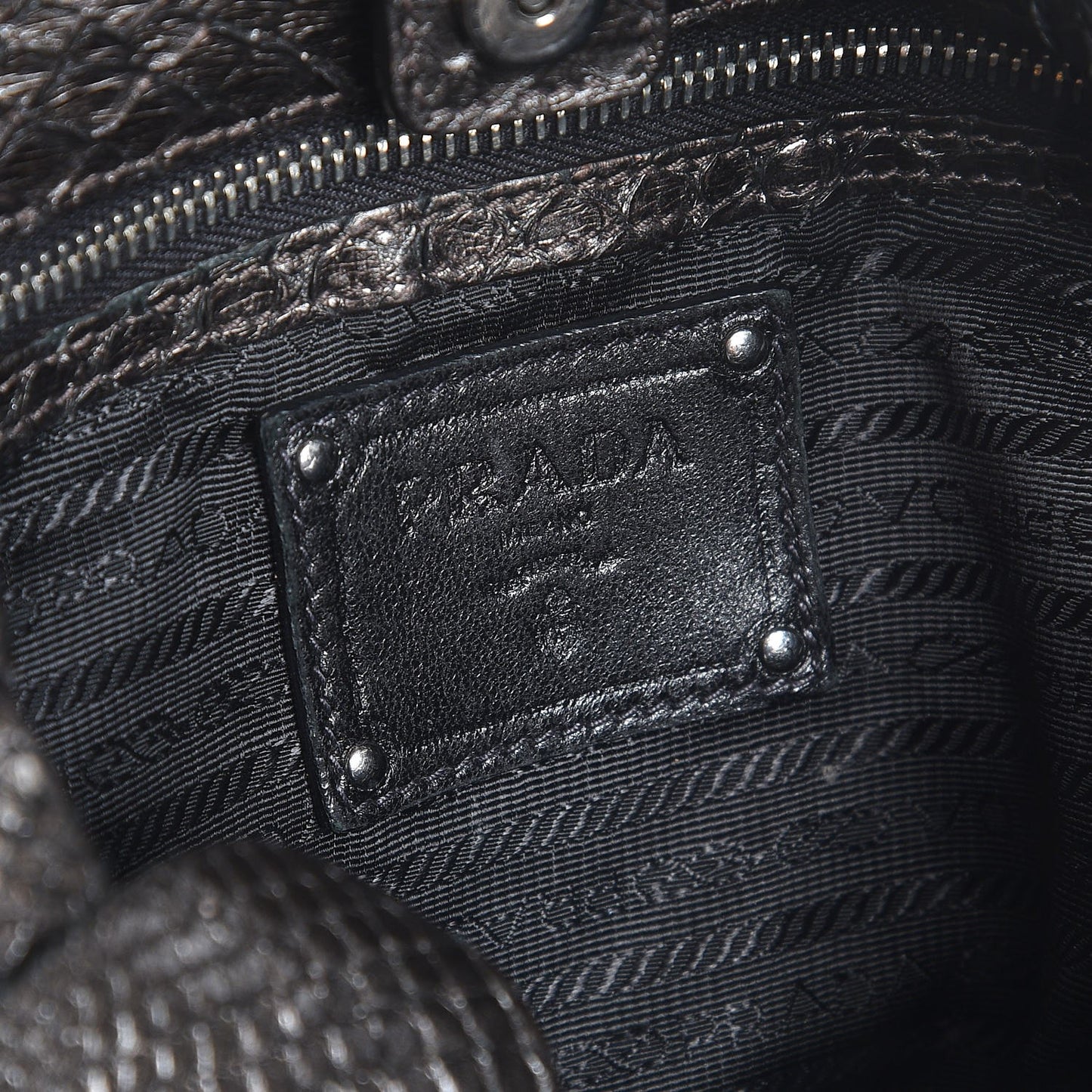Metallic Python Ruffle Tote