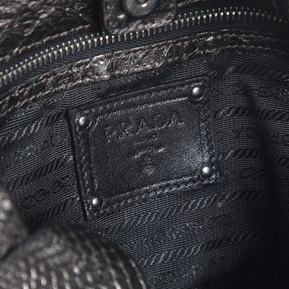 Prada Metallic Python Ruffle Tote 6 of 9
