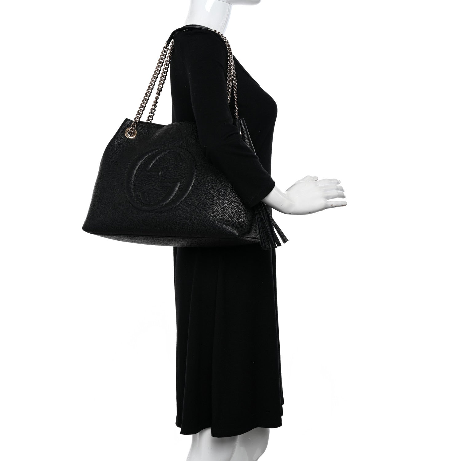 Gucci Pebbled Calfskin Medium Soho Chain Shoulder Bag Black 2 of 12