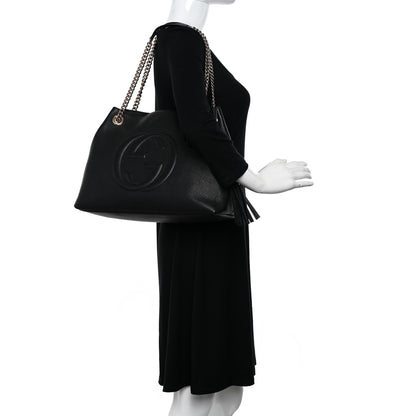 Gucci Pebbled Calfskin Medium Soho Chain Shoulder Bag Black 2 of 12