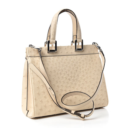 Gucci Ostrich Small Zumi Top Handle Bag Ivory 3 of 10
