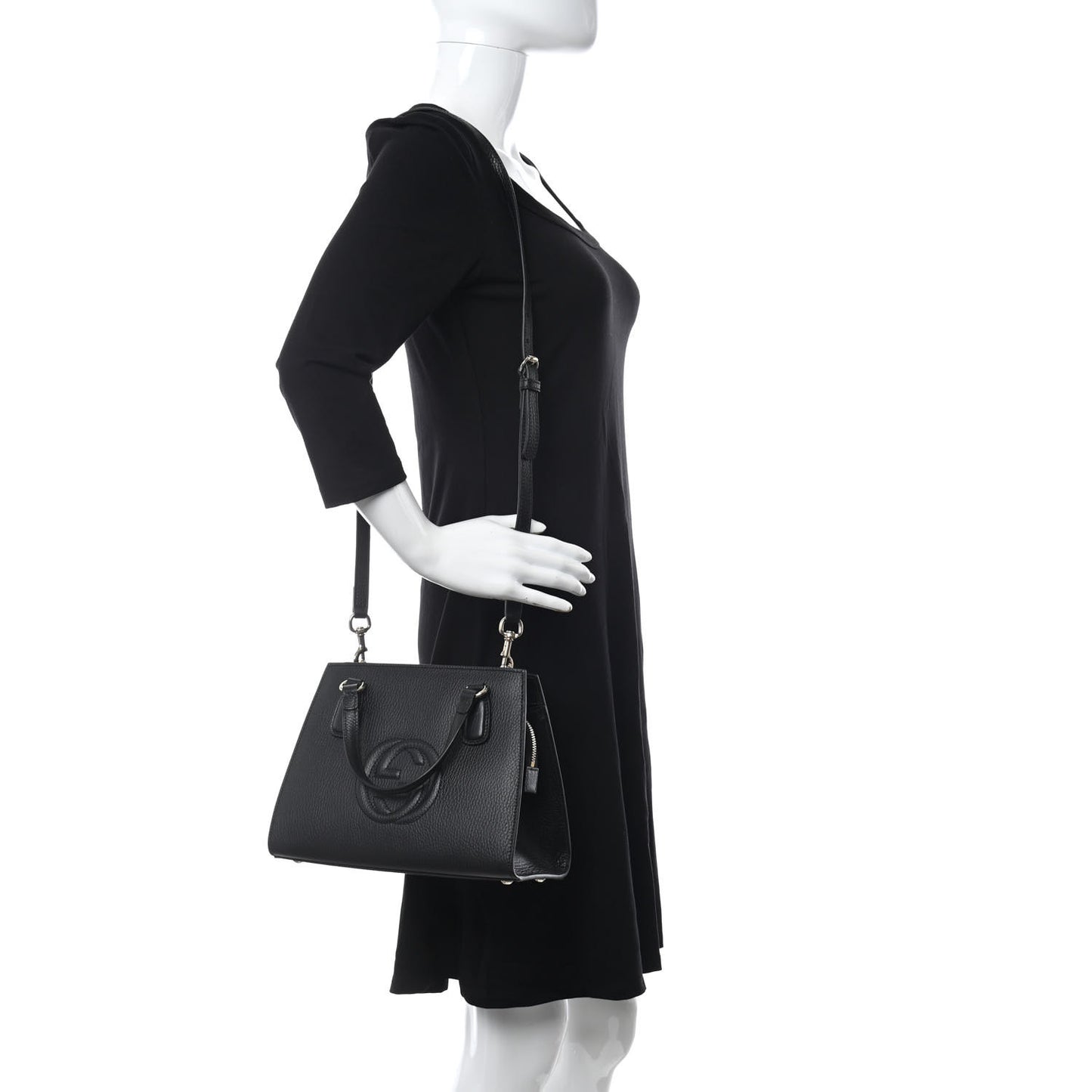 Dollar Calfskin Medium Soho Top Handle Satchel Black