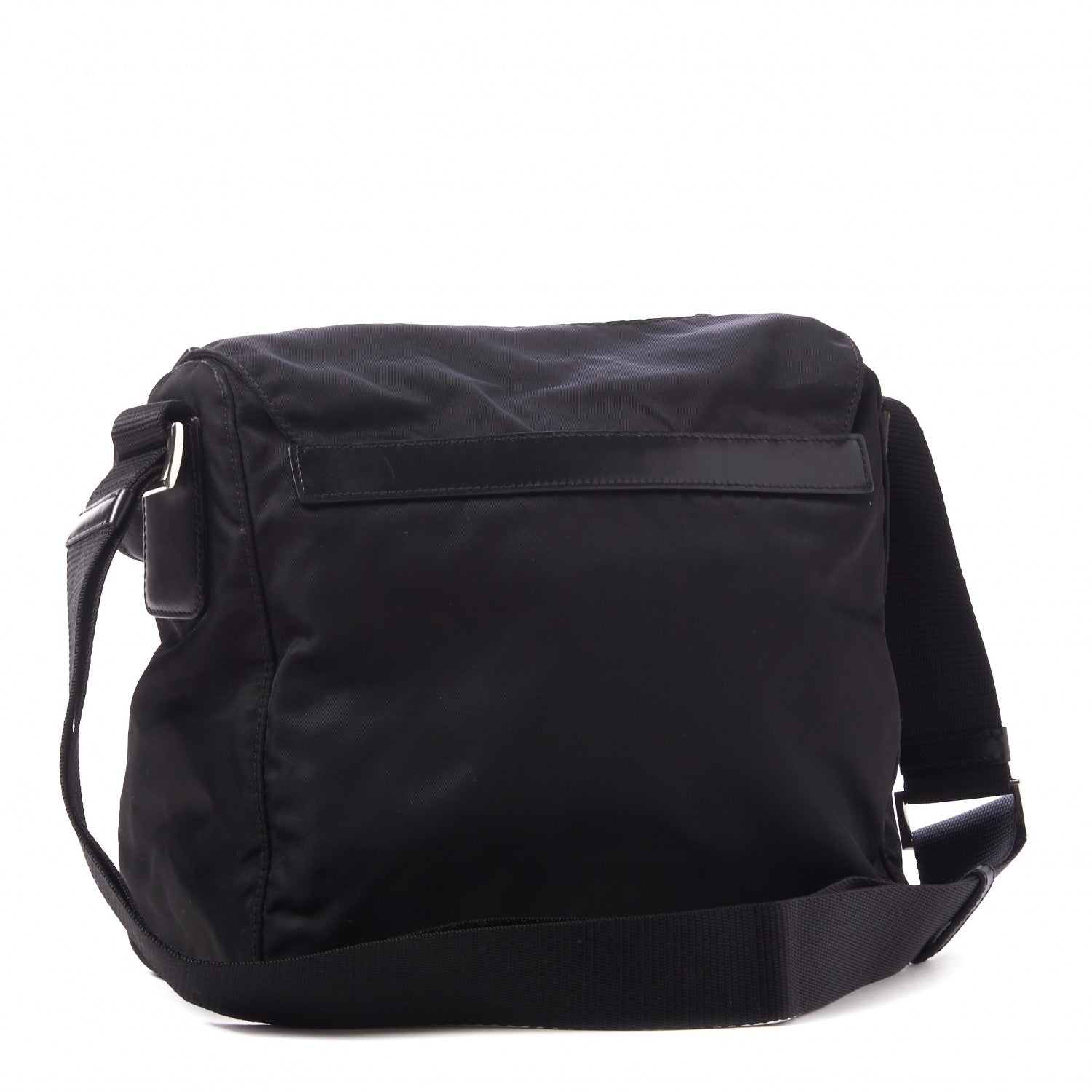 Prada Tessuto Nylon Single Buckle Messenger Bag Black 2 of 8