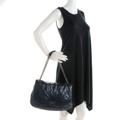 Chanel Calfskin Quilted Coco Pleats Flap Dark Navy Blue 2 of 8