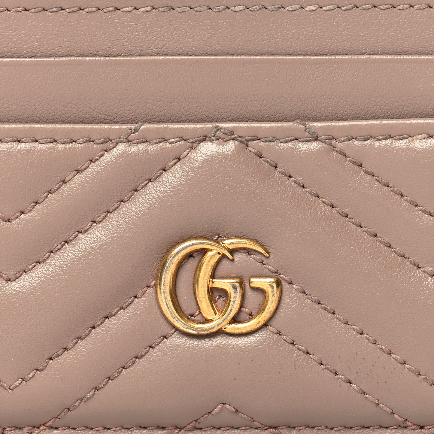 Calfskin Matelasse GG Marmont Card Holder Porcelain Rose