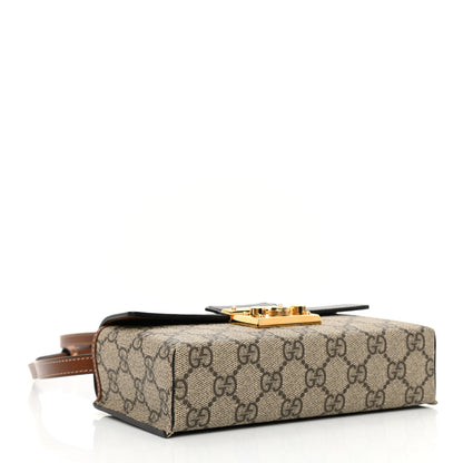 Gucci GG Supreme Monogram Calfskin Mini Padlock Top Handle Shoulder Bag Beige Black Cuir 4 of 8