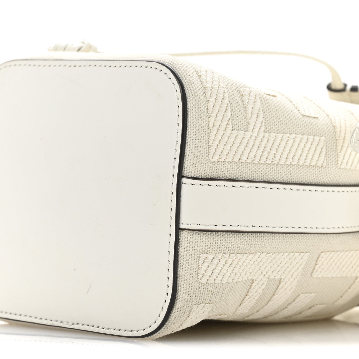 Canvas Nappa F is Fendi FF Embroidered Mini Mon Tresor Bucket Bag White Ice