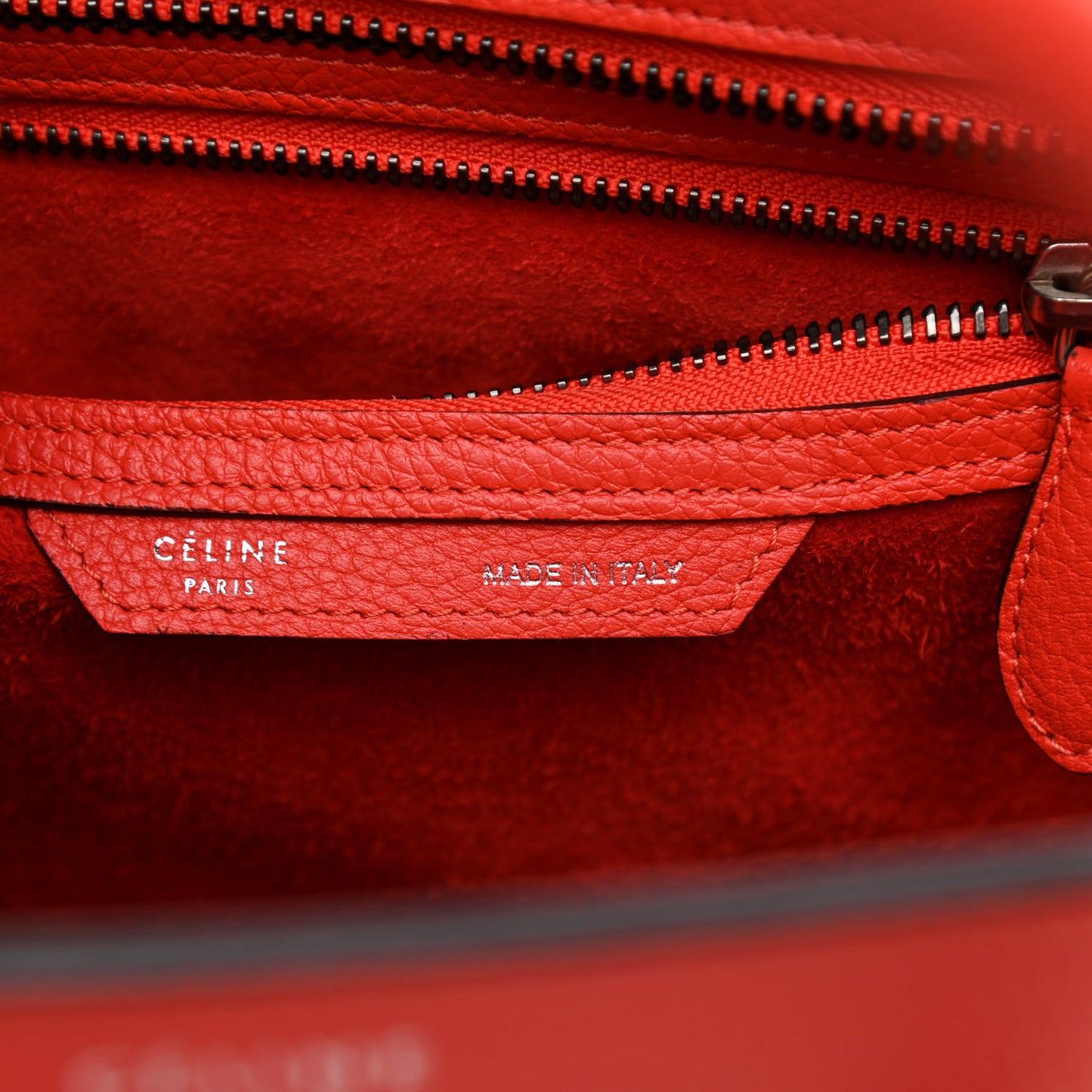 Drummed Calfskin Micro Luggage Vermillion