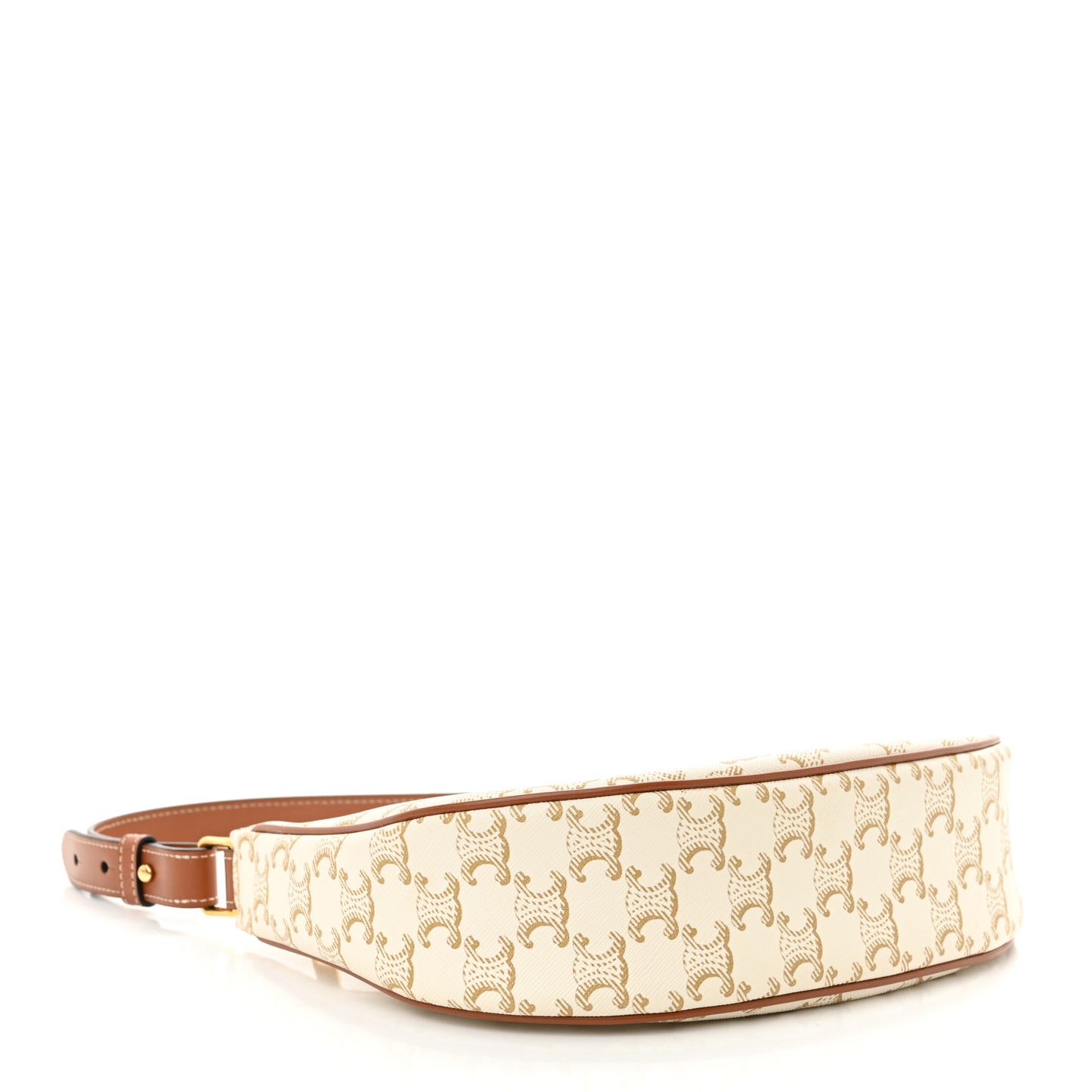 Canvas Calfskin Ava Triomphe Shoulder Bag White