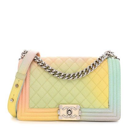 Chanel Caviar Quilted Medium Cuba Rainbow Boy Flap Pink Multicolor 1 of 11