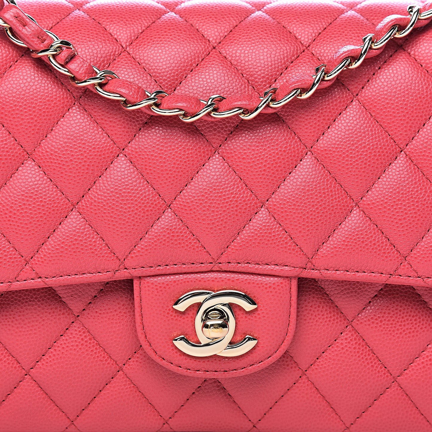 Caviar Quilted Medium Double Flap Dark Pink