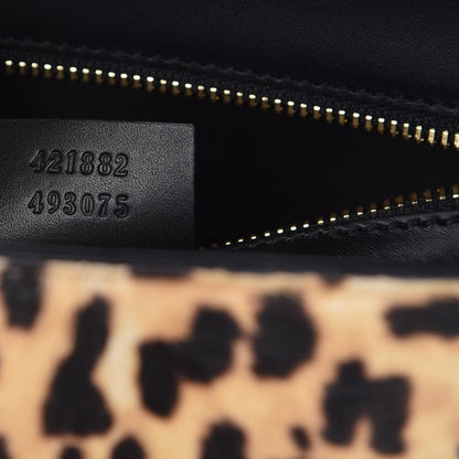 Gucci Calf Hair Leopard Print Small Sylvie Shoulder Bag Naturale Black 7 of 9