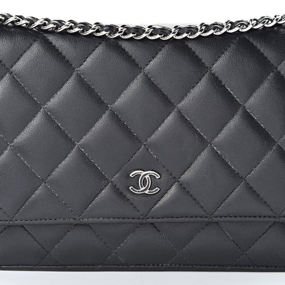 Chanel Lambskin Quilted Wallet On Chain WOC Black 9 of 15