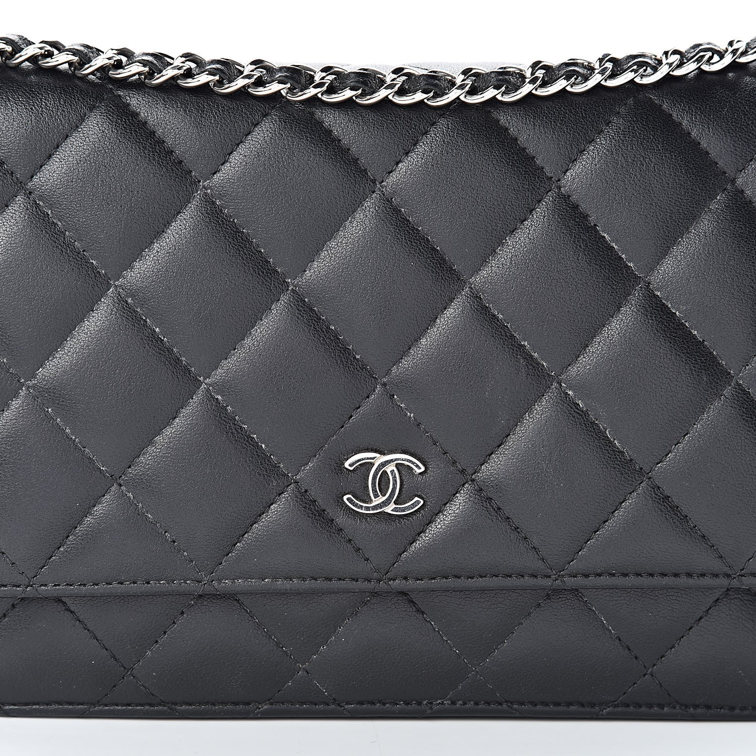 Chanel Lambskin Quilted Wallet On Chain WOC Black 9 of 15