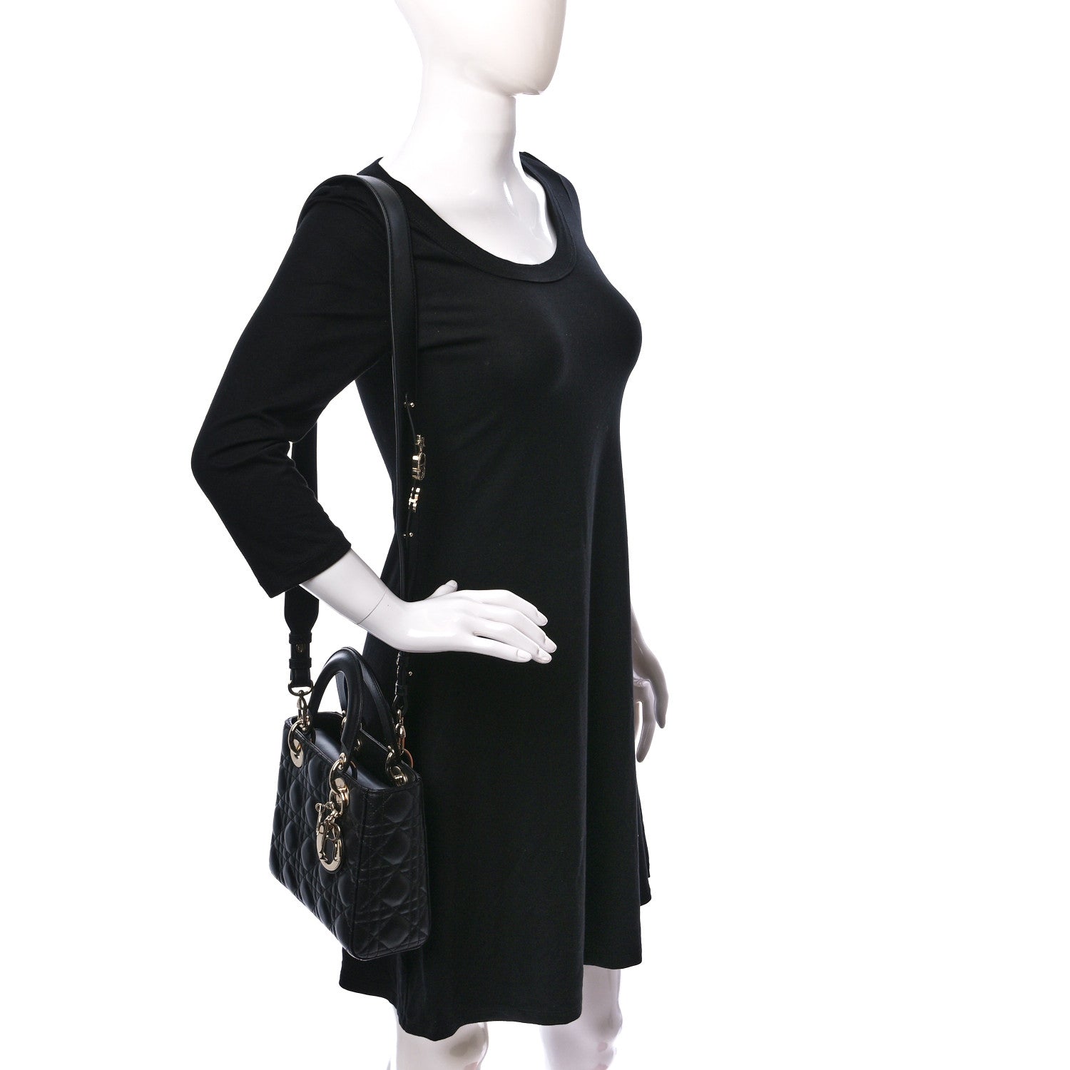 Christian Dior Lambskin Cannage Small My ABCDior Lady Dior Black 2 of 10