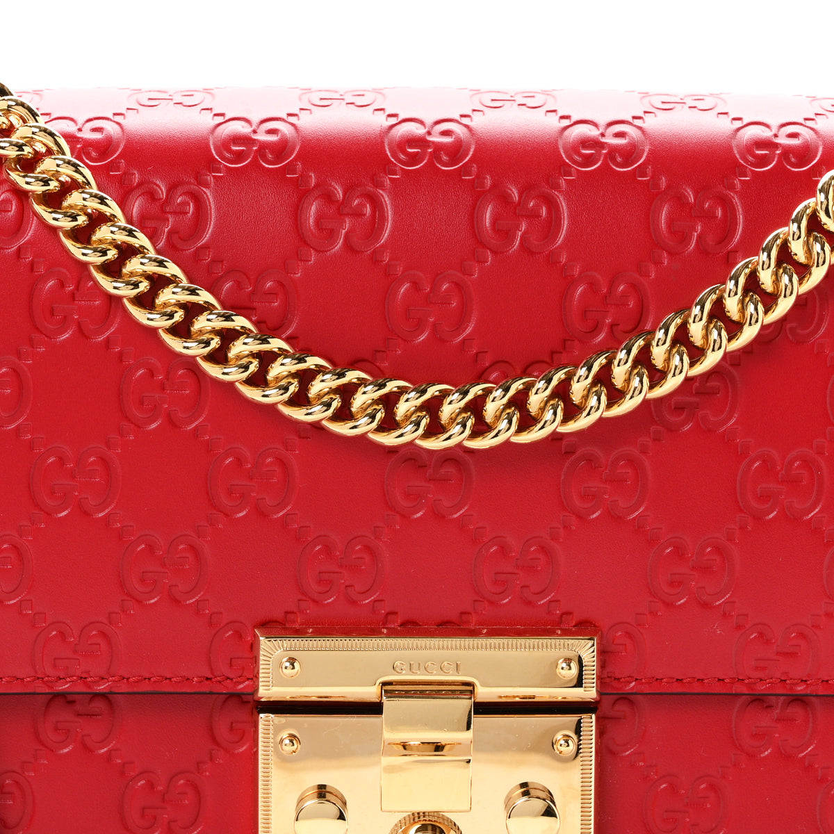 Gucci Guccissima Medium Padlock Shoulder Bag Hibiscus Red 8 of 10