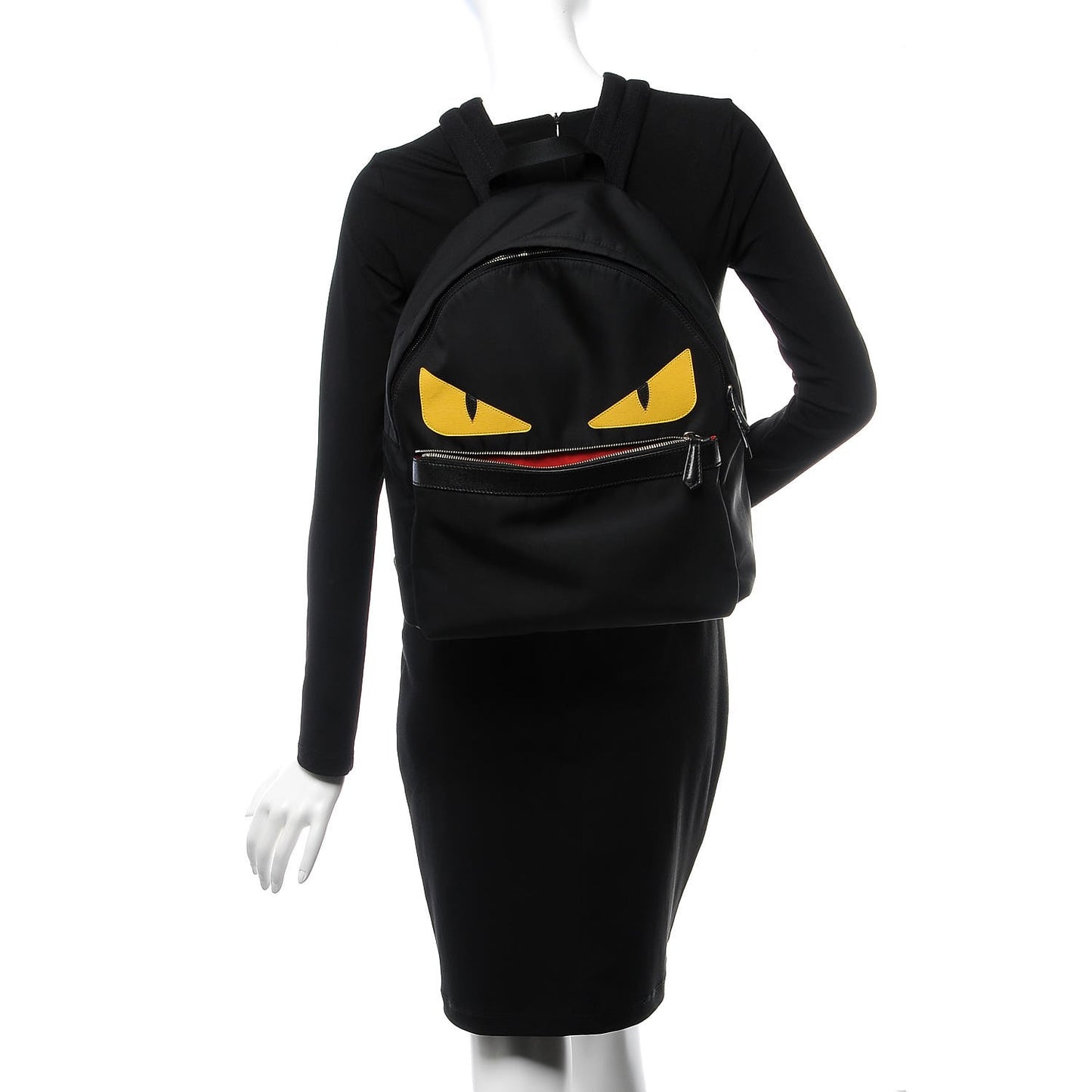 Nylon Vitello Elite Monster Eyes Rounded Backpack Black Yellow
