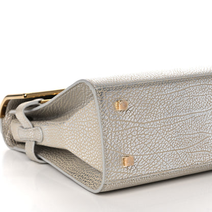 Delvaux Metallic Crispy Calfskin MM Metal Frame Tempete Satchel Antique Silver 9 of 13