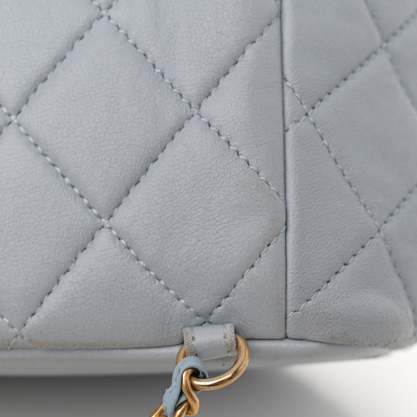 Lambskin Quilted Small Braided CC Backpack Light Blue