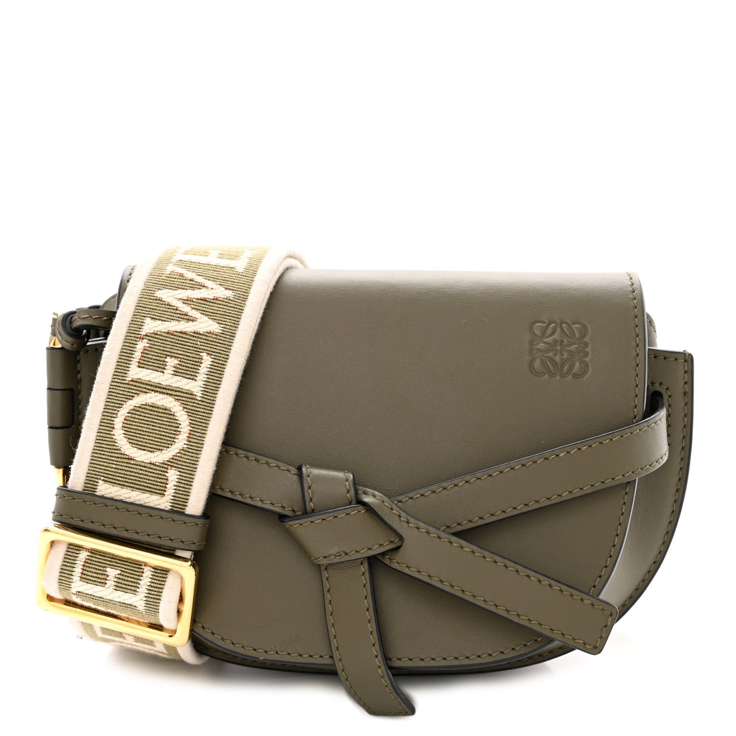 Calfskin Jacquard Mini Gate Dual Bag Autumn Green