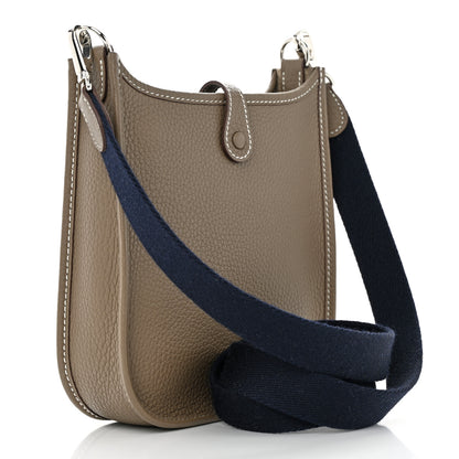 Hermes Taurillon Clemence Amazone Evelyne TPM Etoupe Bleu Indigo 3 of 12
