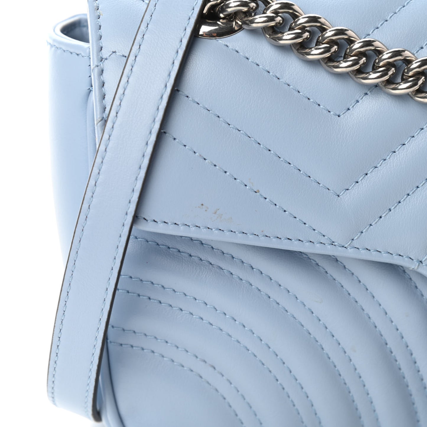 Calfskin Matelasse Small GG Marmont Shoulder Bag Porcelain Light Blue