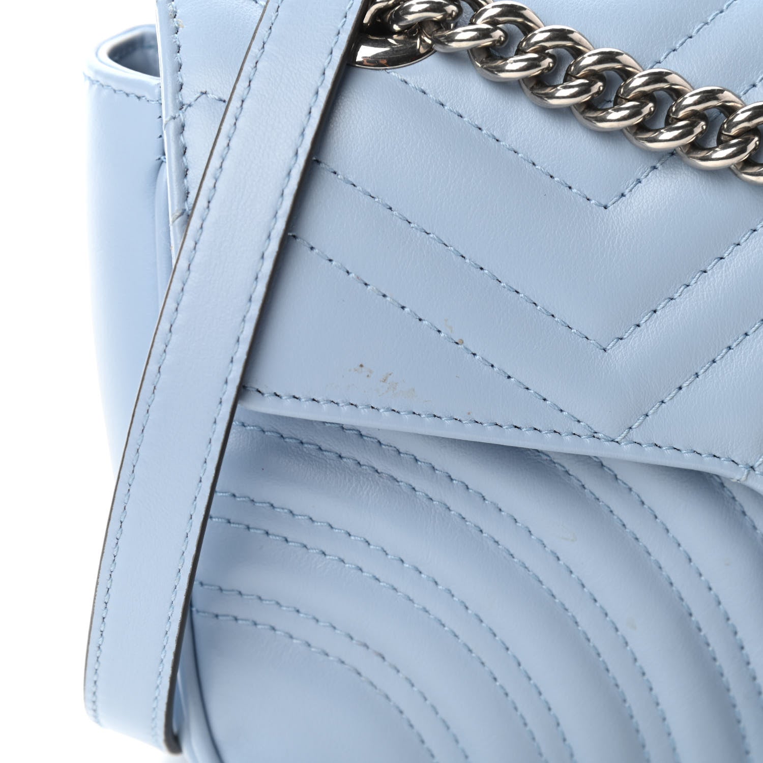 Gucci Calfskin Matelasse Small GG Marmont Shoulder Bag Porcelain Light Blue 10 of 11