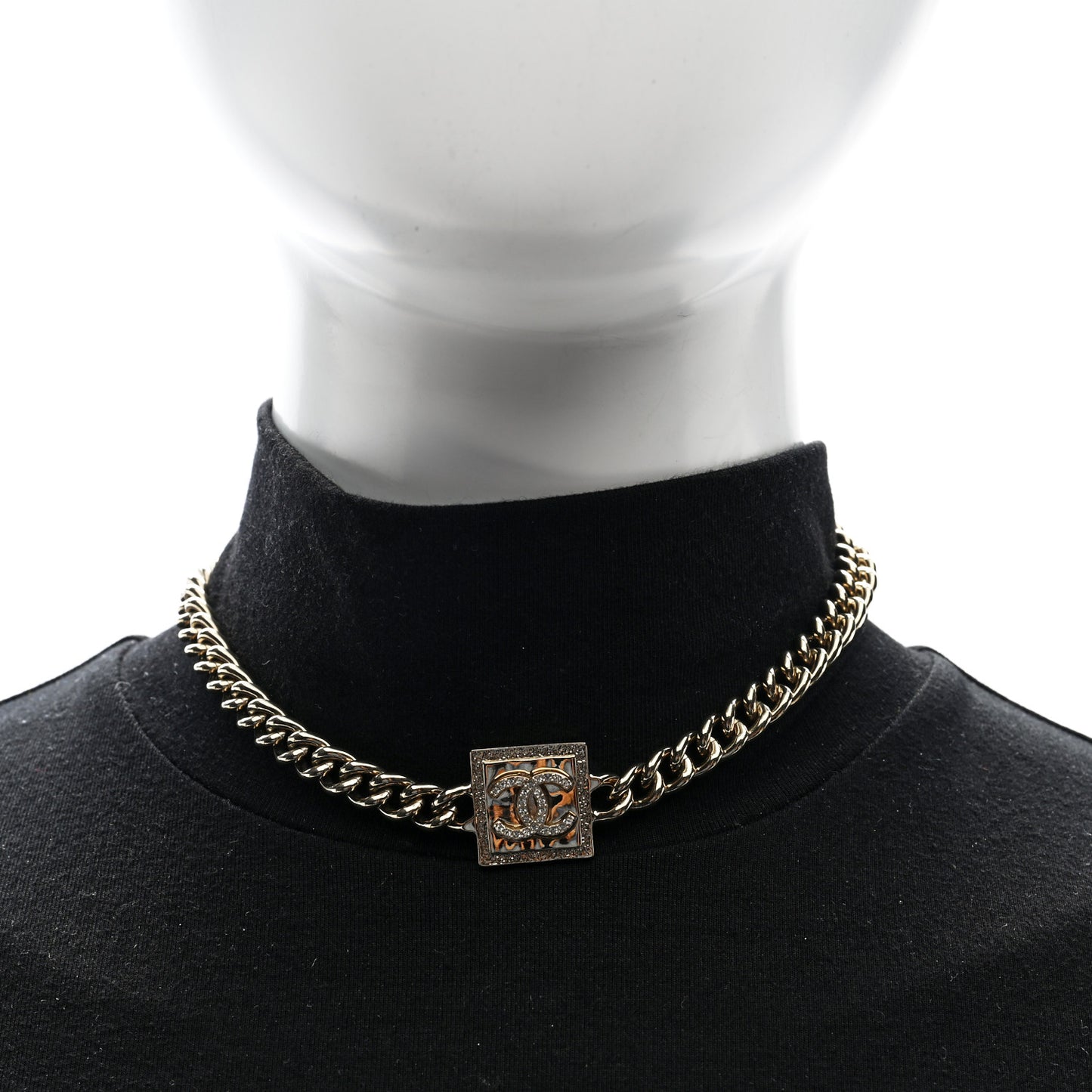 Metal Crystal CC Choker Gold