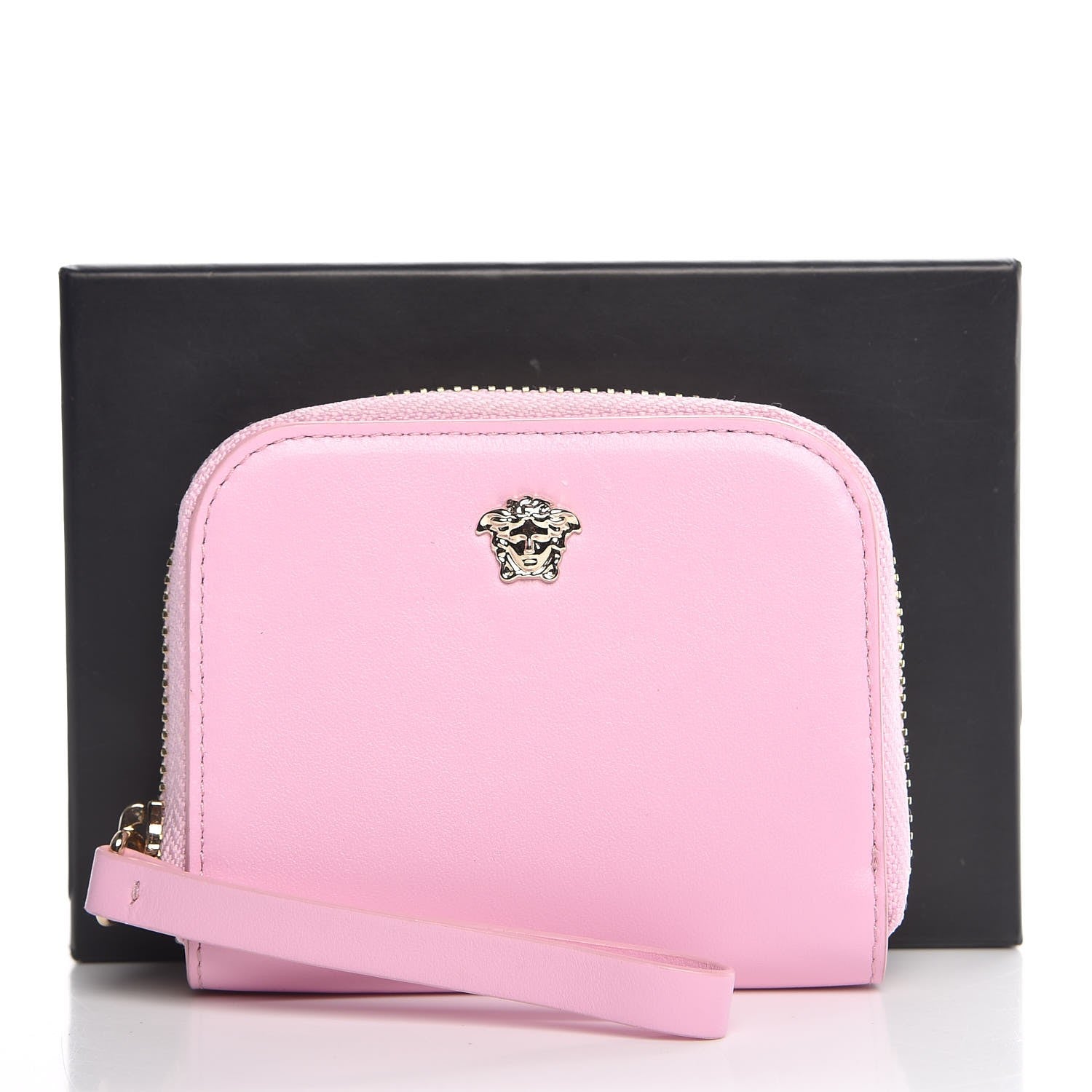 Versace Calfskin Medusa Compact Zip Around Wallet Pink 7 of 7