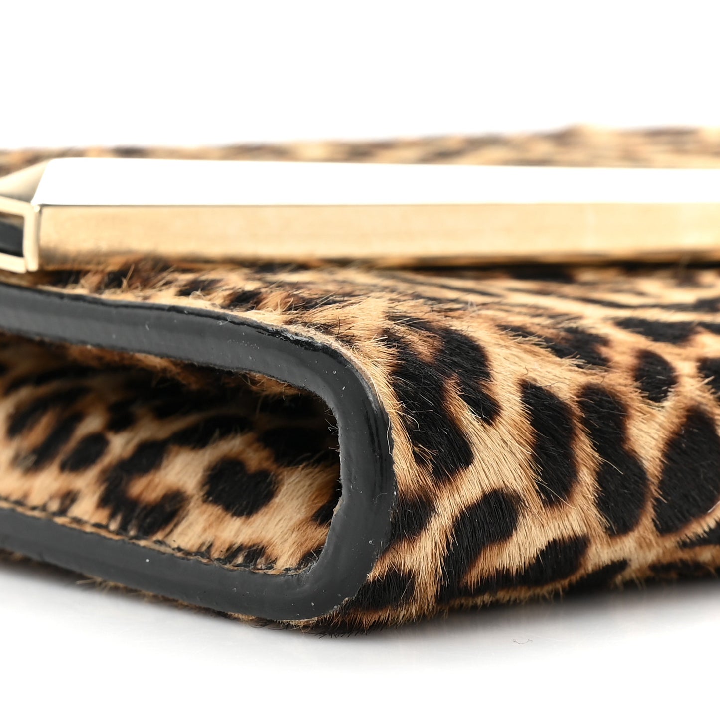 Calf Hair Leopard Print Chain Clutch