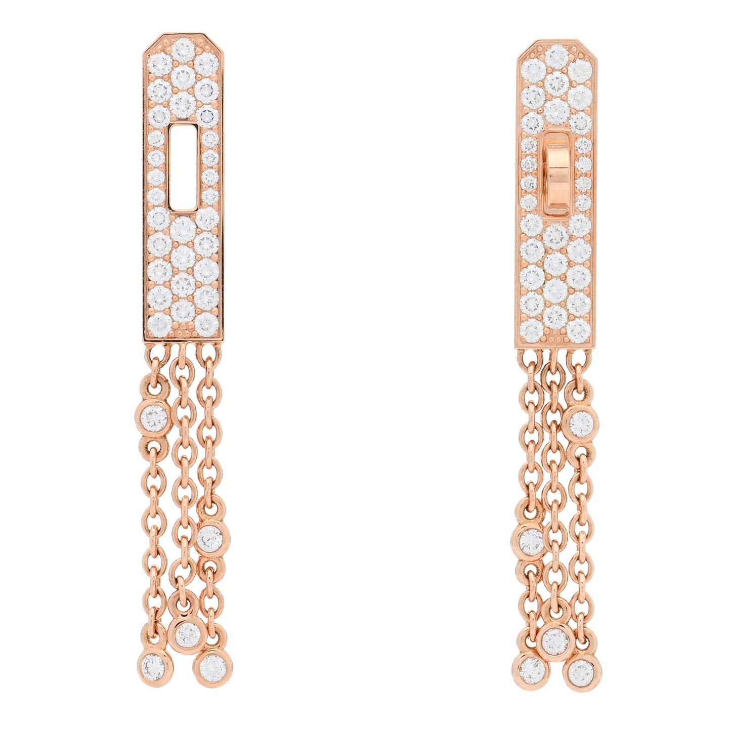 18K Rose Gold Diamond Kelly Gavroche Pave Earrings